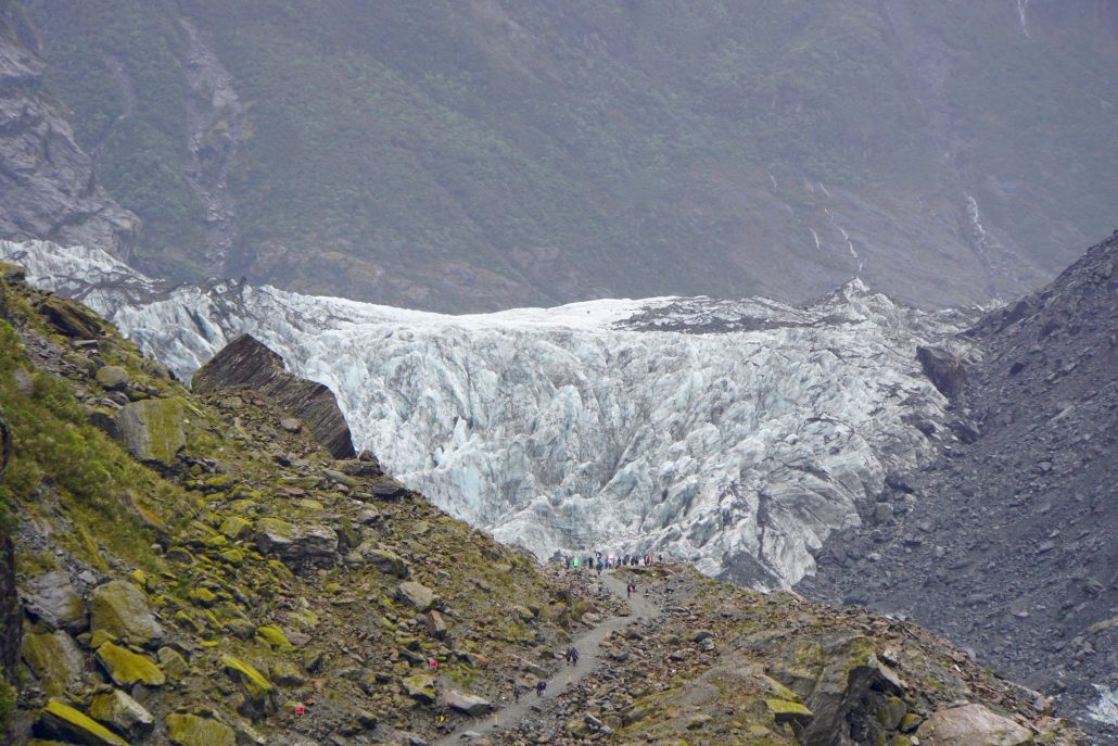Fox Glacier på lite avstånd. 